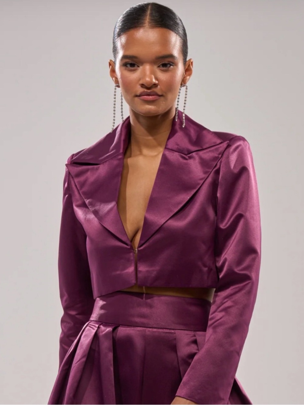 Akira Cropped Satin Blazer